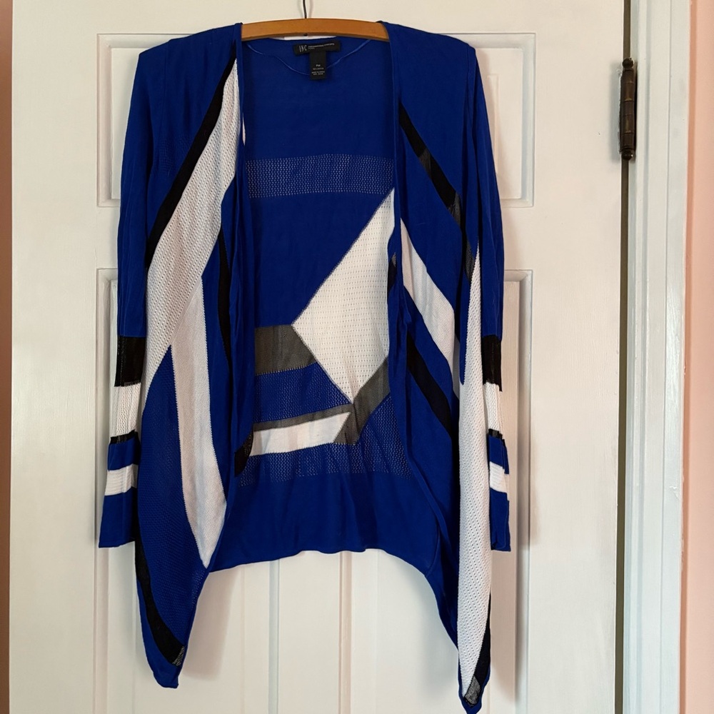 INC Blue and Black Cardigan Cardigan